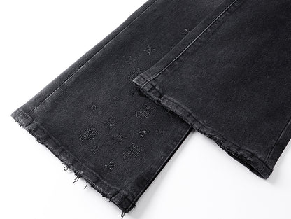 Purple Brand Laser Monogram Flare Jeans Black