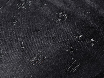 Purple Brand Laser Monogram Flare Jeans Black