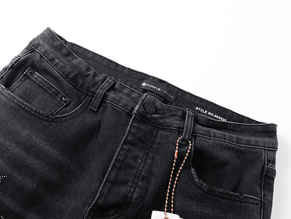 Purple Brand Laser Monogram Flare Jeans Black