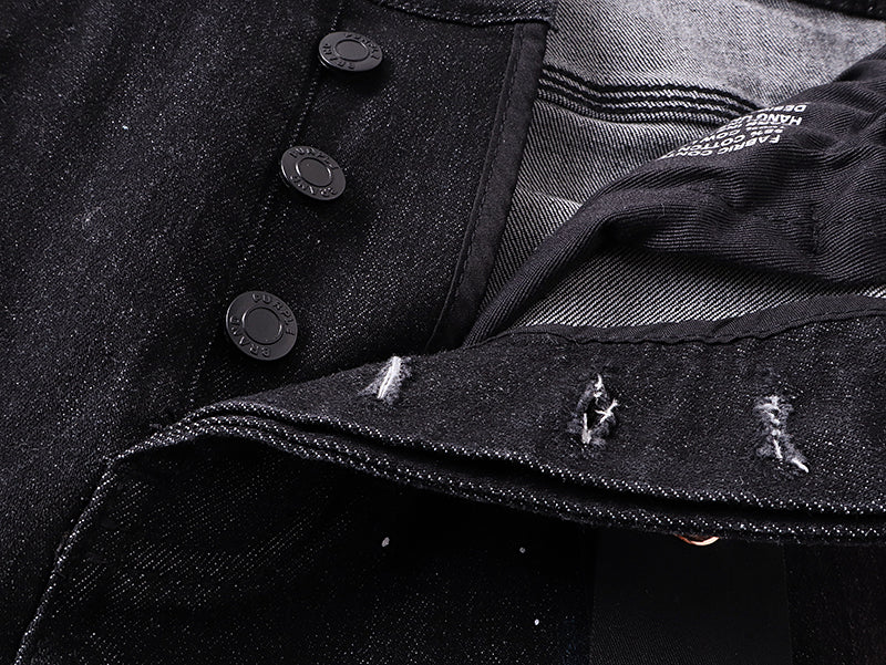 Purple Brand Rhinestone-Embellished Flare Jeans Faded Black