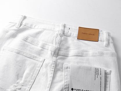 Purple Brand Repair Distressed Flare Jeans White