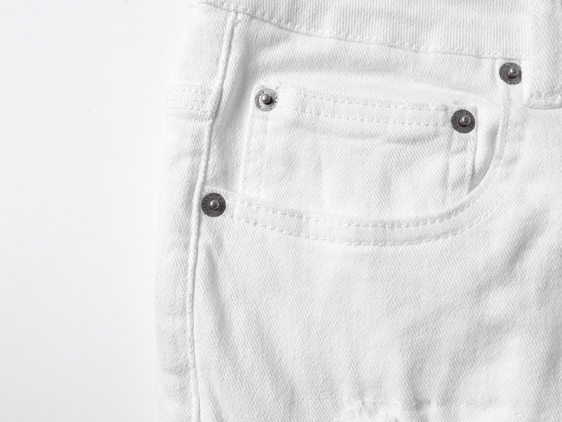 Purple Brand Repair Distressed Flare Jeans White