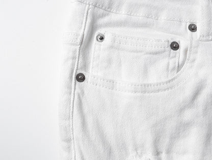 Purple Brand Repair Distressed Flare Jeans White