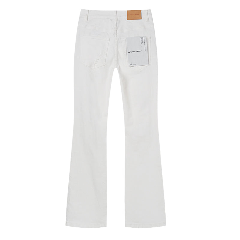 Purple Brand Repair Distressed Flare Jeans White