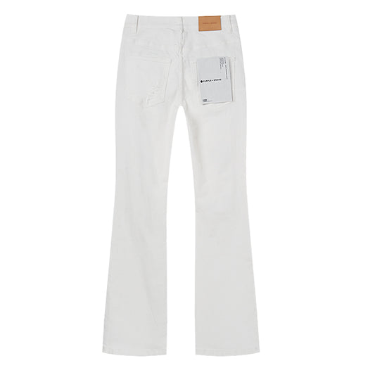 Purple Brand Repair Distressed Flare Jeans White