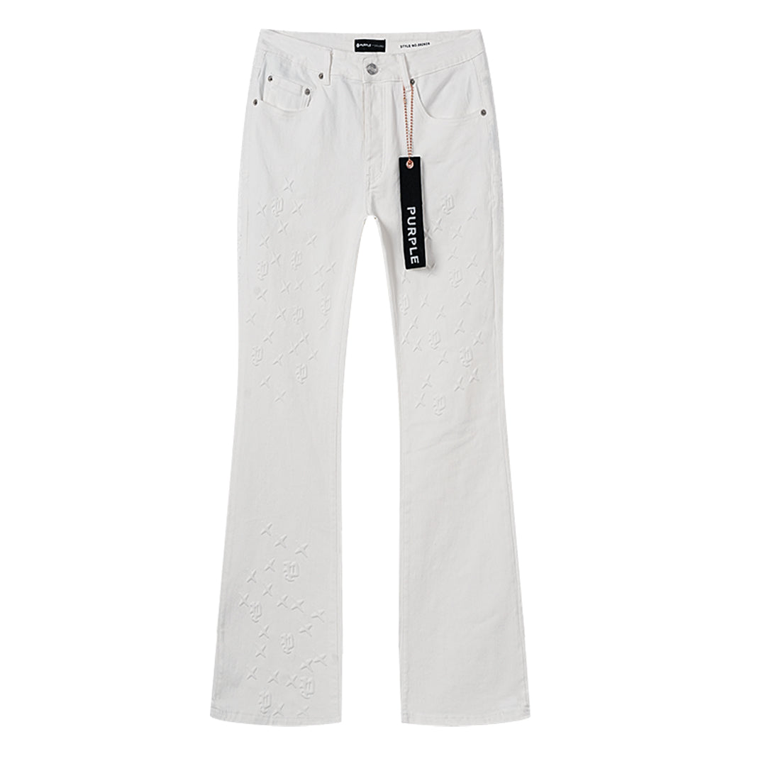Purple Brand Monogram Star Flare Jeans White