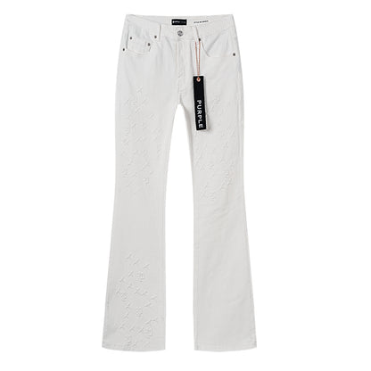 Purple Brand Monogram Star Flare Jeans White
