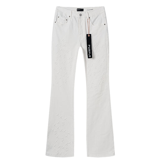 Purple Brand Monogram Star Flare Jeans White