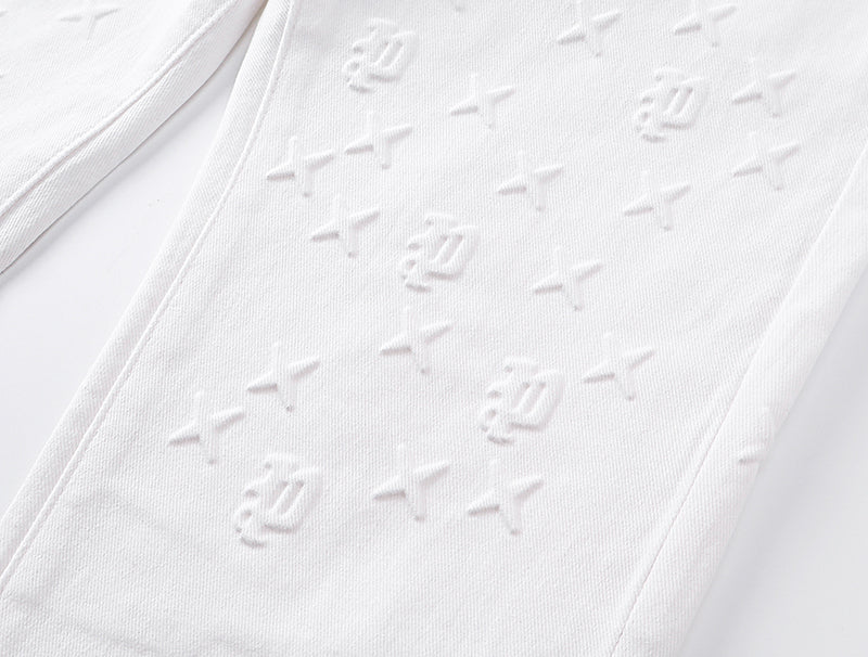 Purple Brand Monogram Star Flare Jeans White