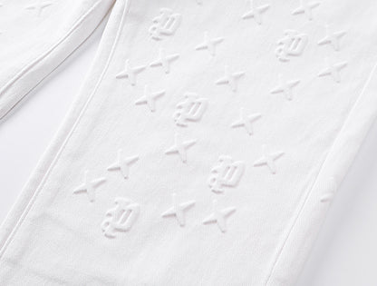 Purple Brand Monogram Star Flare Jeans White