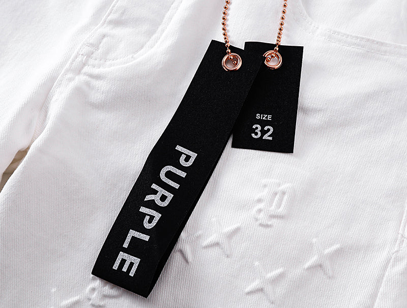 Purple Brand Monogram Star Flare Jeans White