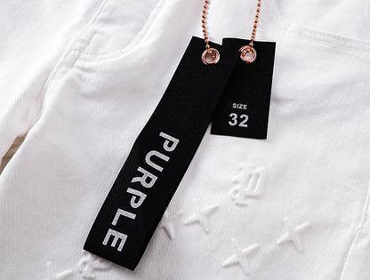 Purple Brand Monogram Star Flare Jeans White