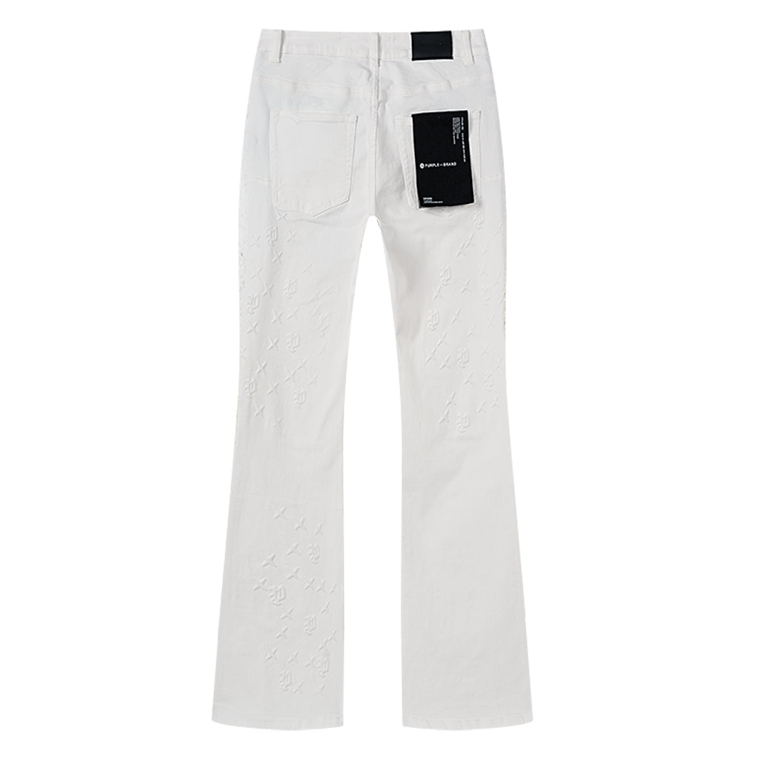 Purple Brand Monogram Star Flare Jeans White