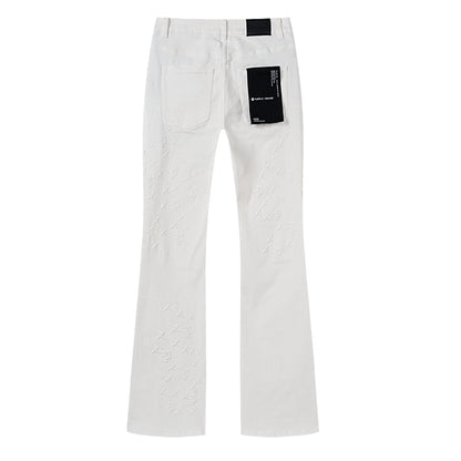 Purple Brand Monogram Star Flare Jeans White