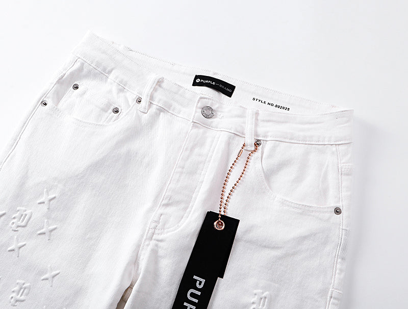 Purple Brand Monogram Star Flare Jeans White