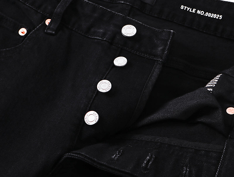 Purple Brand Rhinestone Pattern Flare Jeans Black