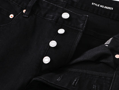 Purple Brand Rhinestone Pattern Flare Jeans Black