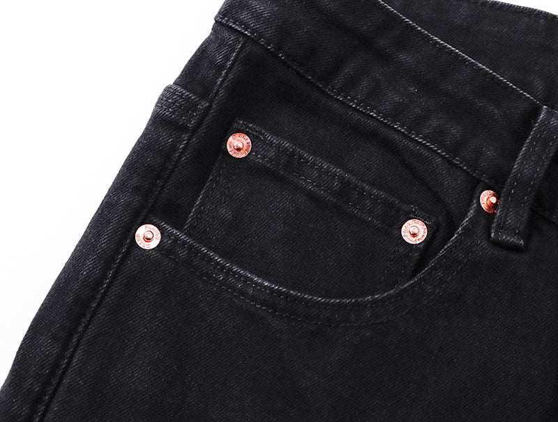 Purple Brand Rhinestone Pattern Flare Jeans Black