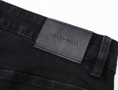 Purple Brand Rhinestone Pattern Flare Jeans Black