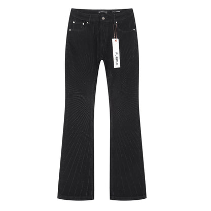 Purple Brand Striped Flared Jeans Black