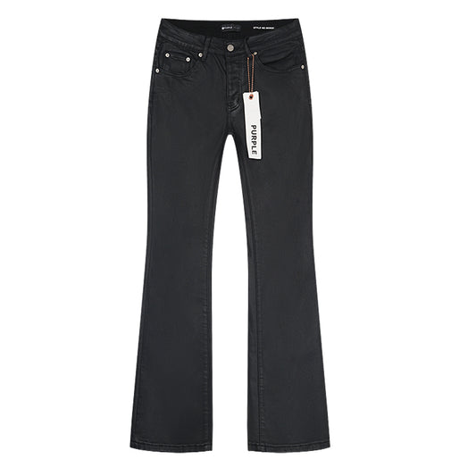 Purple Brand Coated Flared Jeans Black