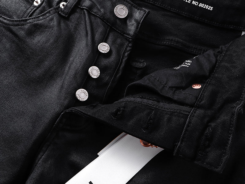Purple Brand Coated Flared Jeans Black