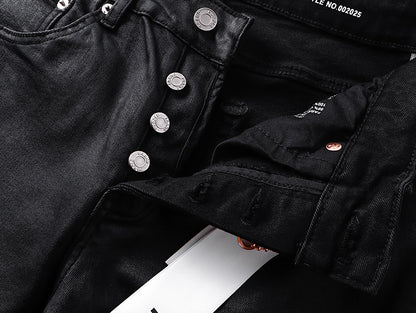 Purple Brand Coated Flared Jeans Black
