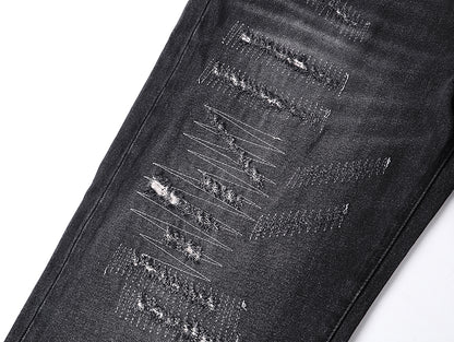 Purple Brand Distressed Baggy Straight Jeans Faded Black