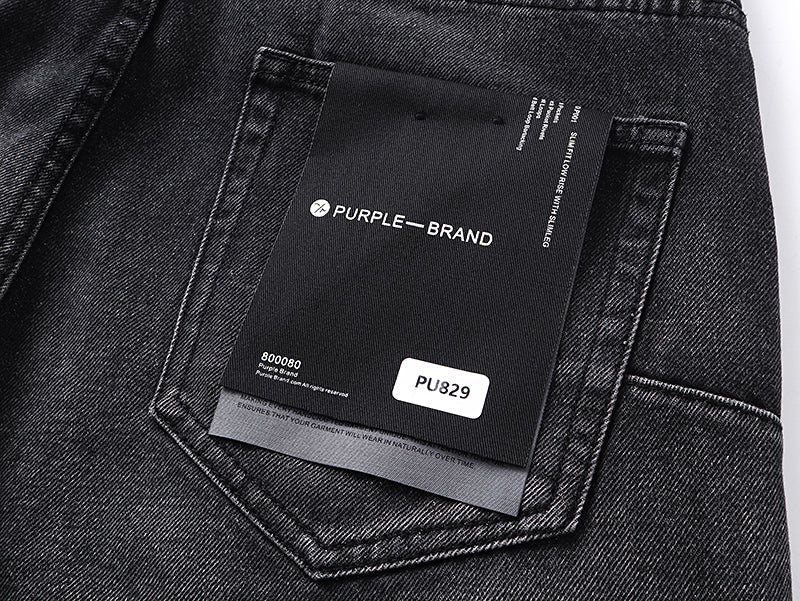 Purple Brand Distressed Baggy Straight Jeans Faded Black