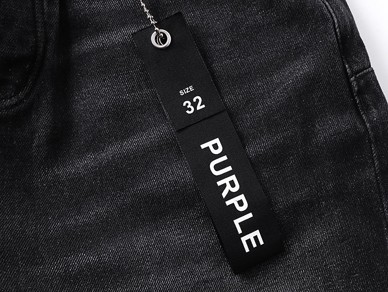 Purple Brand Distressed Baggy Straight Jeans Faded Black