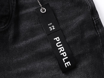 Purple Brand Distressed Baggy Straight Jeans Faded Black