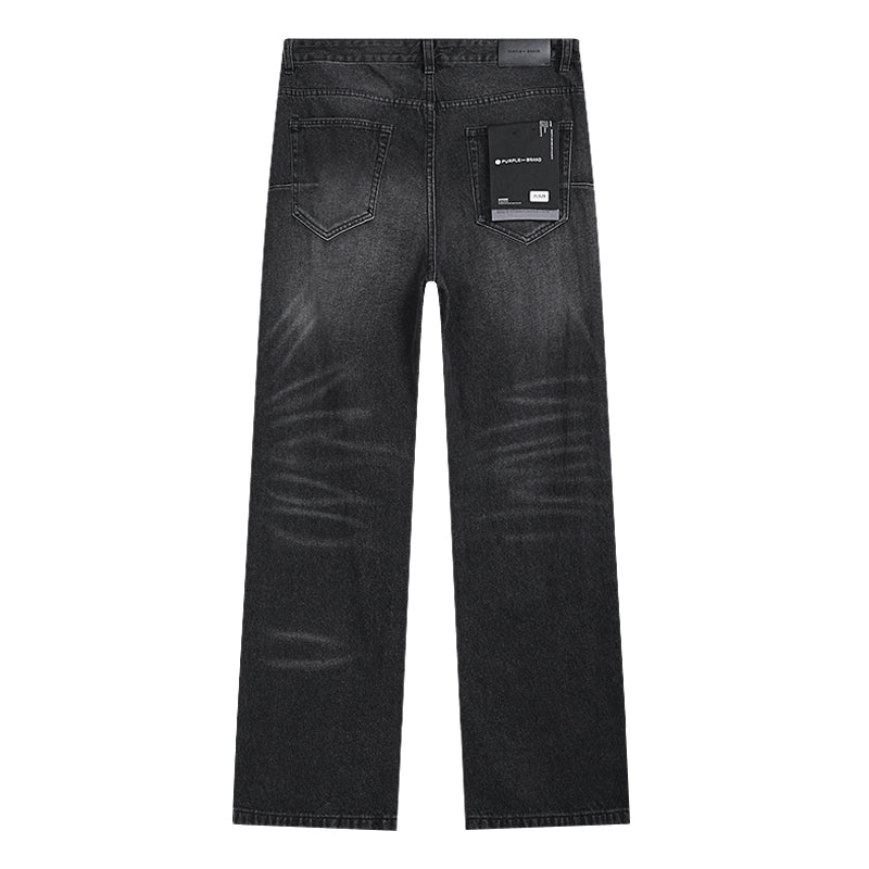 Purple Brand Distressed Baggy Straight Jeans Faded Black