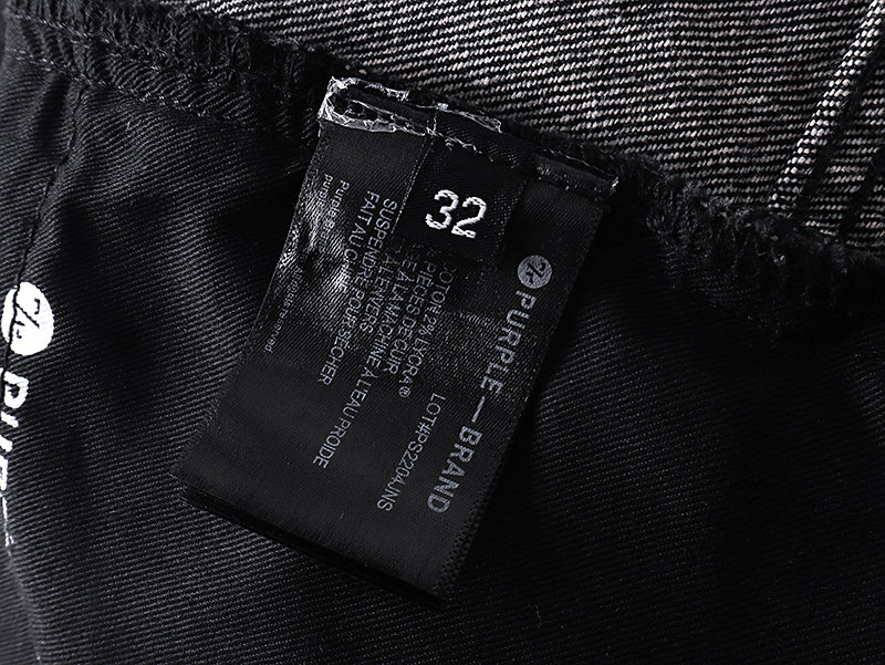 Purple Brand Distressed Baggy Straight Jeans Faded Black