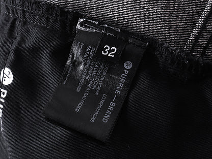 Purple Brand Distressed Baggy Straight Jeans Faded Black