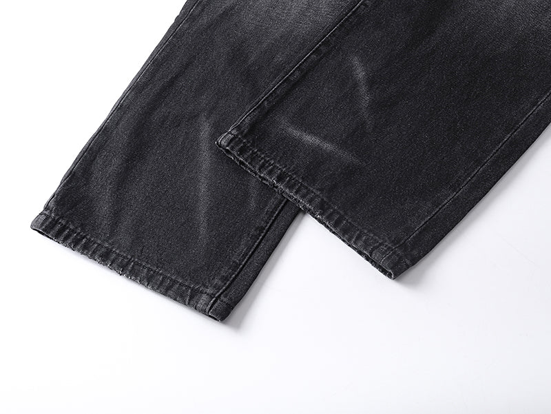 Purple Brand Distressed Baggy Straight Jeans Faded Black