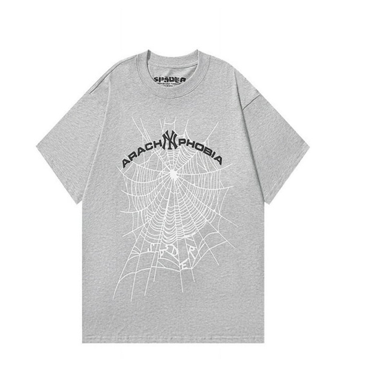 Spider Dark Gray Vintage Spider Web Graphic T-Shirt, Street Fashion, Stylish and Versatile