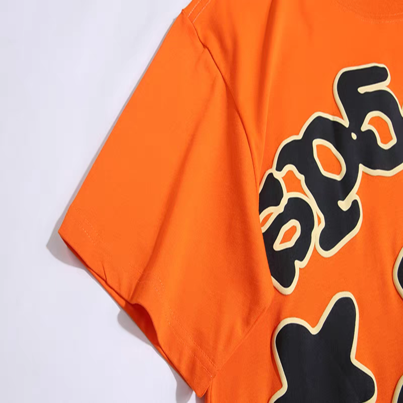 Sp5der Men’s Cotton T-Shirt Featuring Star and Spider Graphics