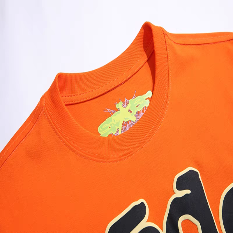 Sp5der Men’s Cotton T-Shirt Featuring Star and Spider Graphics