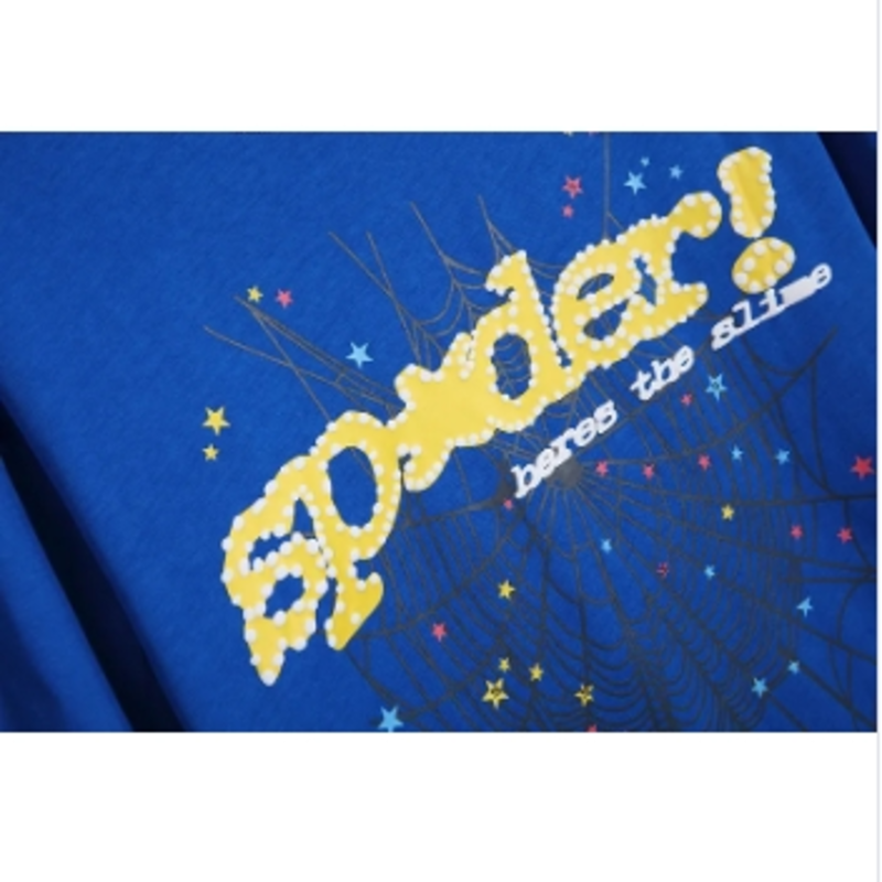 Men’s Blue Spider Graphic Cotton T-Shirt, Soft Streetwear Style Top