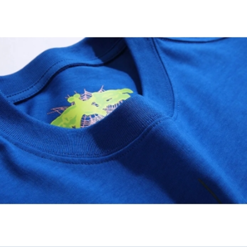 Men’s Blue Spider Graphic Cotton T-Shirt, Soft Streetwear Style Top
