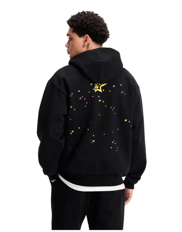 SP5DER graphic-print "Black" Hoodie | Black | Unisex Y2K Oversized Pullover, 100% Cotton Fleece