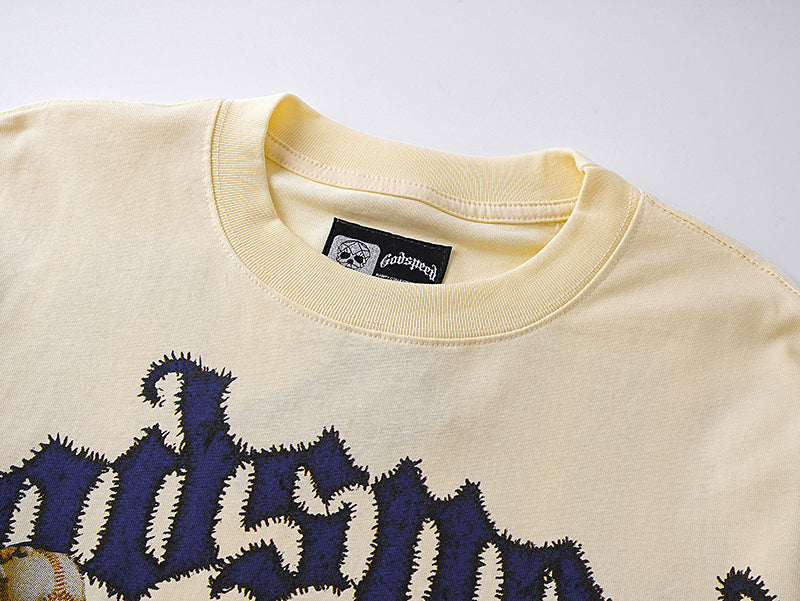 Godspeed Skeleton Baseball Pitcher Cream L/S Tee – Cream | Unisex Y2K Oversized Cotton Tee