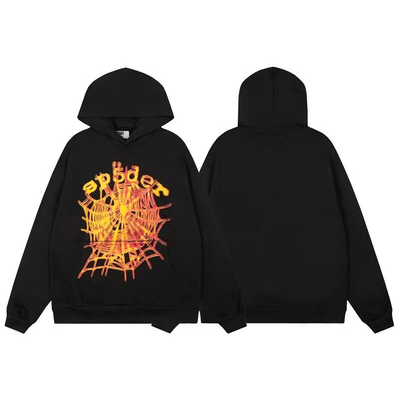 Sp5der OG Web V2 Hoodie Black | Unisex Y2K Oversized Graphic Sweatshirt
