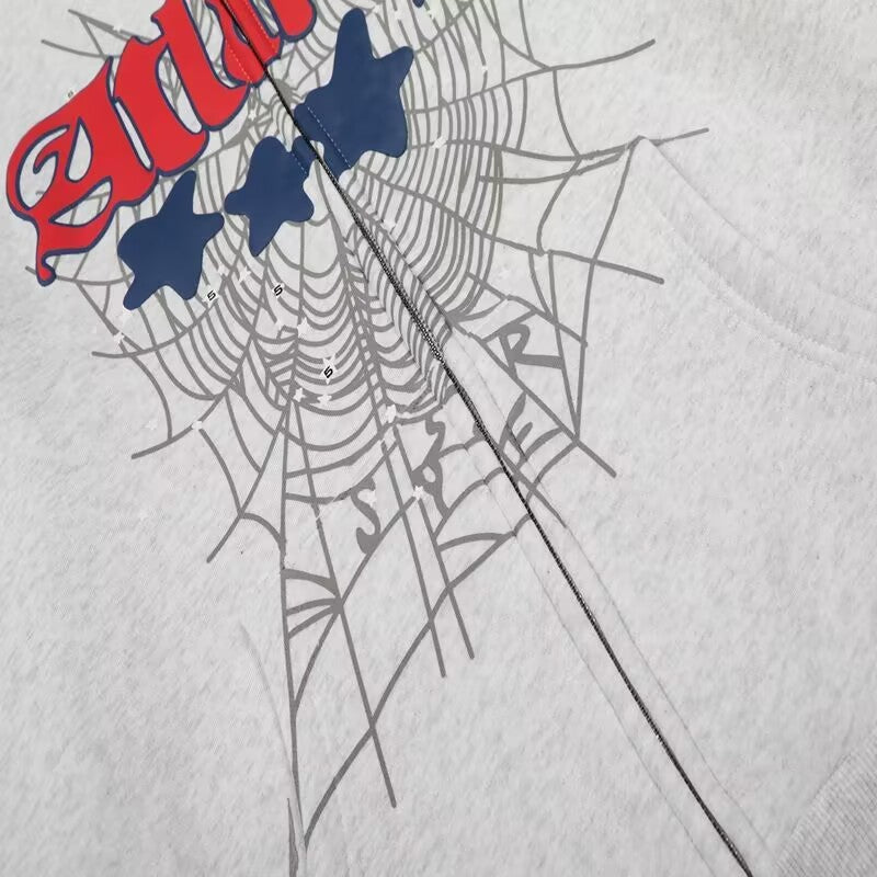 Sp5der Atlanta Full-Zip Hoodie Heather Grey | Unisex Y2K Oversized Zip-Up Sweatshirt