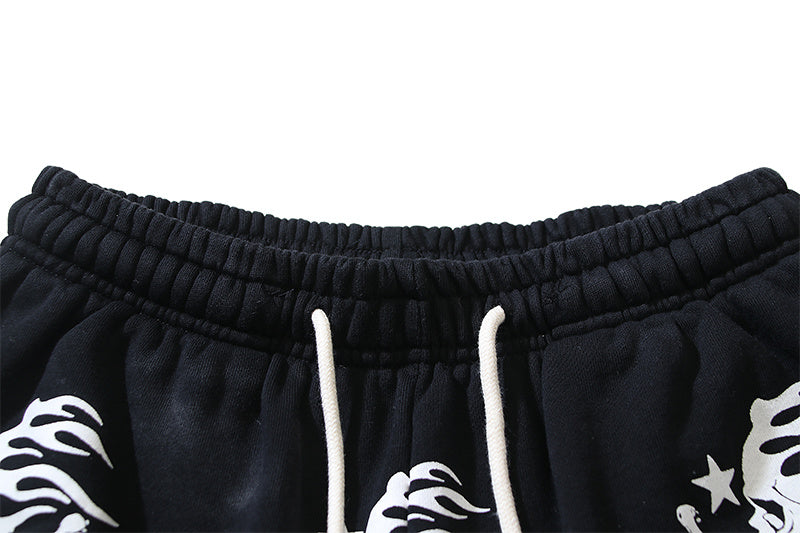 Hellstar Skull Shorts - Vintage Washed Black Sweat Shorts