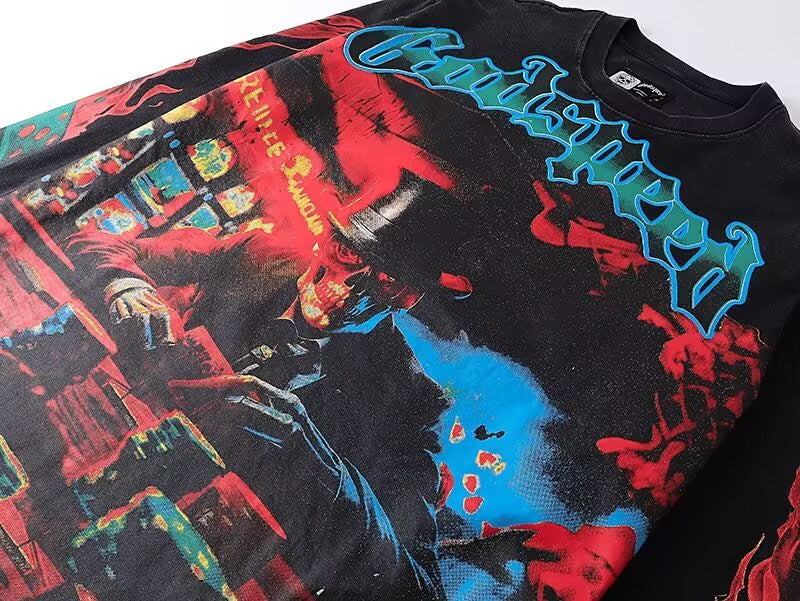 Godspeed Casino Scene Black L/S Tee – Black | Unisex Y2K Oversized Cotton Tee