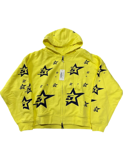 Sp5der Double Layer 5 Star Zip Hoodie 'Yellow'