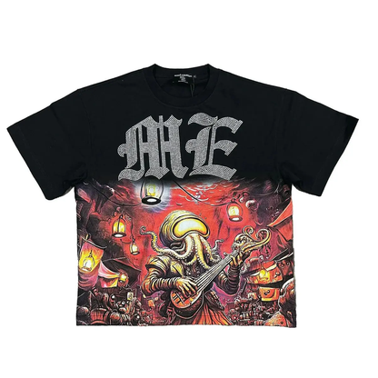Mixed Emotions Octopus Rhinestone Graphic T-shirt Black