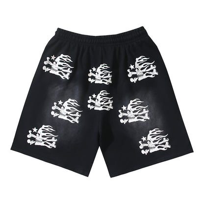 Hellstar Skull Shorts - Vintage Washed Black Sweat Shorts