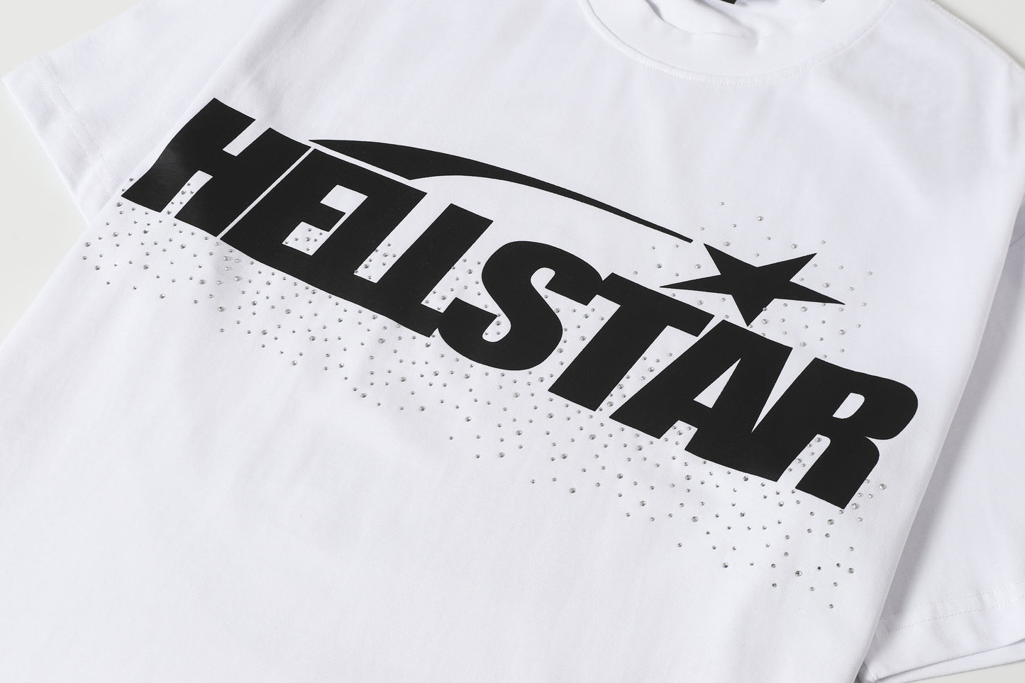 Hellstar Graphic Logo Rhinestone Vintage White T-Shirt